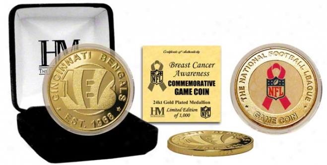 Cincinnati Bengals Breast Cancer Awareness 24kt Gold Game Coin