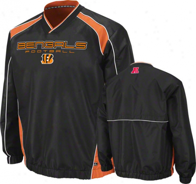 Cincinnati Bengals Coach's Choice Ii Black Lightweight Pulloer Jacket