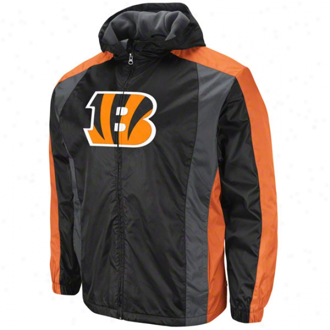 Cincinnati Bengals Endzone Rush Ii Black Midweiyht Full-zip Jacket