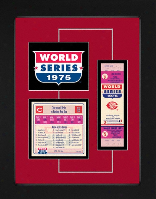 Cincinnati Reds 1975 World Series Replica Ticket & Patch Frame