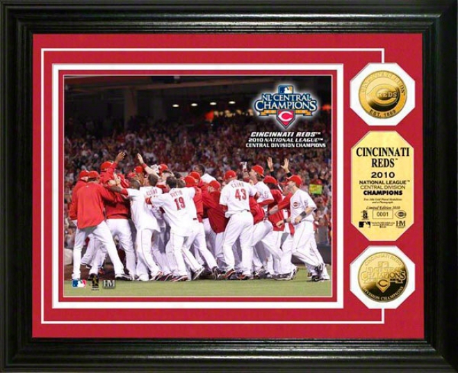 Cincinnati Reds 2010 Nl Central Division Champs 24kt Gold Coin Photo Coin