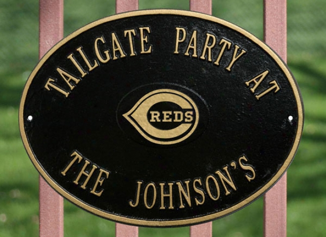 Cincinnati Reds Black And Gold Personalized Indoor/outdoor Plaque