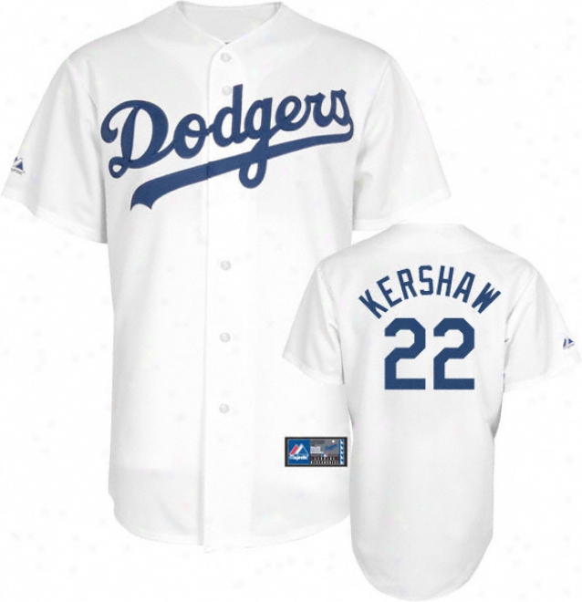 Clayton Kershaw Jersey: Adult Majestic Home White Replica #22 Los Angeles Dodgers Jersey