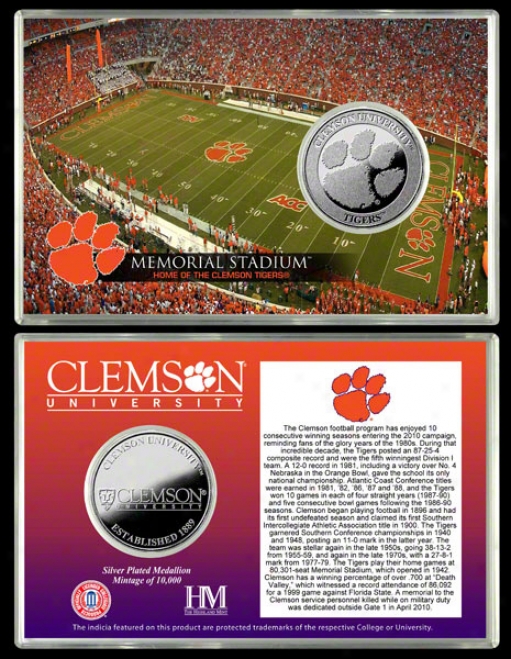 Clemson Tigers Memorial Stadium Silver Coin Card