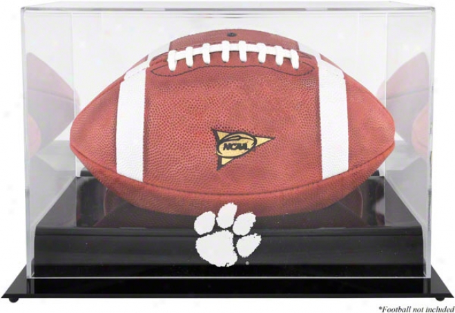 Clemson Tigers Team Logo Football Display Case  Details: Black Base