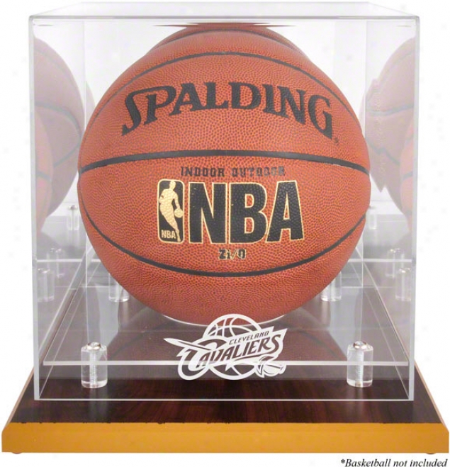 Cleeveland Cavaliers Woodbase Logo Basketball Display Case And Mirror Back