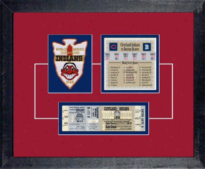 Cleveland Indians 1948 World Series Replica Ticket & Patch Frame