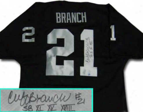 Cliff Branch Oakland Raiders Autographed Throwback Black Jersye With 3 Time Sb Champs Inscription