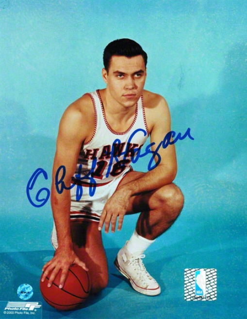 Cliff Hagan St. Louis Hawks Autographed 8x10 Photo On One Knee