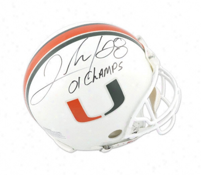 Clinton Portis Autographed Pro-line Helmet  Details: Miami Hurricanes, 2001 Natl Champs Inscription, Authentic Riddell Helmet