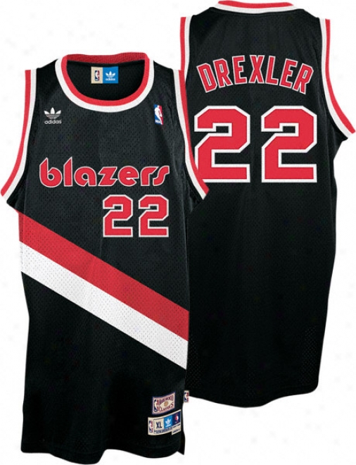 Clyde Drexler Jersey: Adidas Black Throwback Swingman #22 Portland Trail Blazrrs Jersey