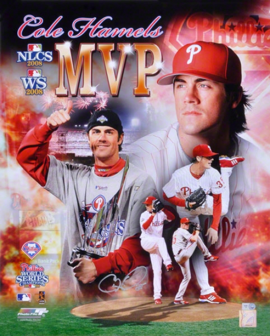 Cole Hamels Philadelphia Phillies - 2008 World Series And Nlcs Mvp - Autographed 16x20 Collage