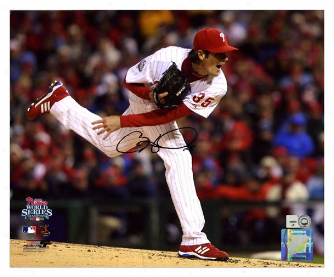 Cole Hamels Philad3lphia Phillies 2008 World Series Autographed 8x10 Photograph