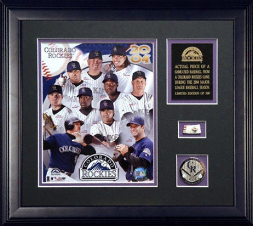 Colorado Rockies 2004 A Piece Of The Gratify Framed 8x10 Team Photogrqph With Game Used Baseball