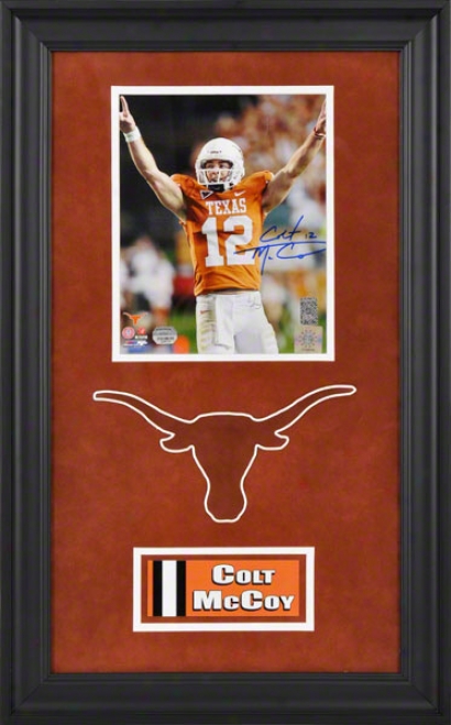 Colt Mccoy Deluxe Framed Autographed 8x10 Photograph  Details: Texas Lnoghorns, Arms Up