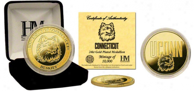 Connecticut Huskies 24kt Gold Coin