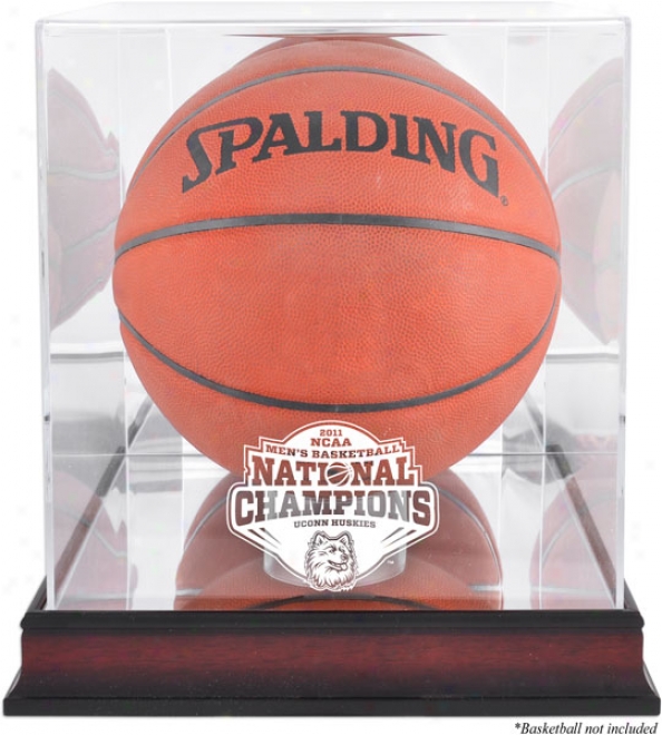 Connecticut Huskies Basketball Display State  Details: 2011 Ncaa Basketball National Champions, Antique Mahogany Finish, Mirror Back