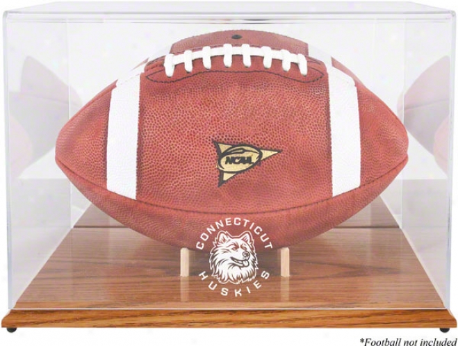 Connecticut Huskies Team Logo Football iDsplay Case  Details: Oak Base