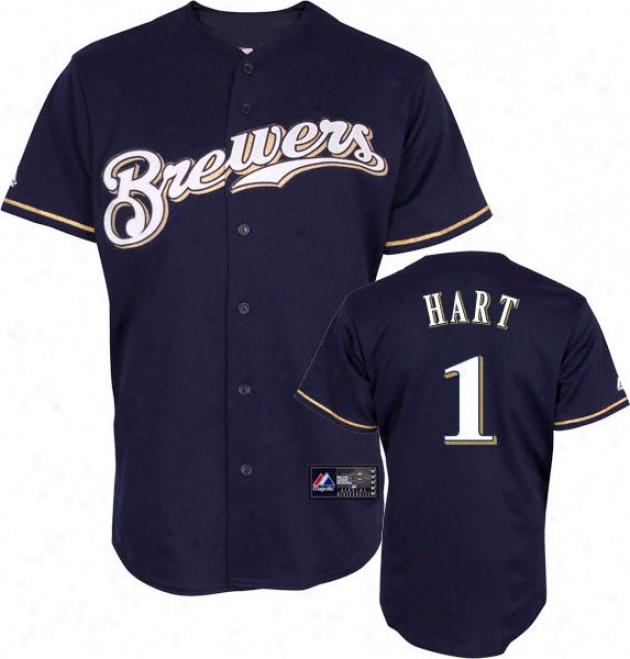 Corey Hart Jersey: Adult Majestic Alternate Navy Replica #1 Milwaukee Brewers Jersey