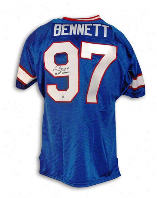 Cornelius Bennett Buffalo Bills Autographed Throwback Jersey Inscribed 4x Afc Champs