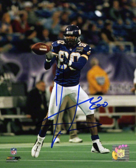 Cris Carter Autographed Photograph  Details: Minnesota Vikings, Catching, 8s10