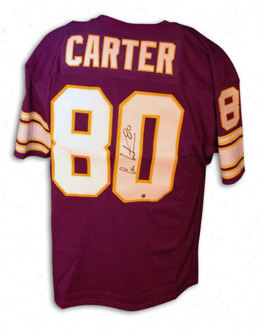 Cris Carter Autographed Purple Jersey