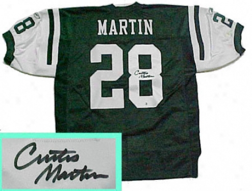 Curtis Martin New York Jets Autographed Genuine Green Jersey