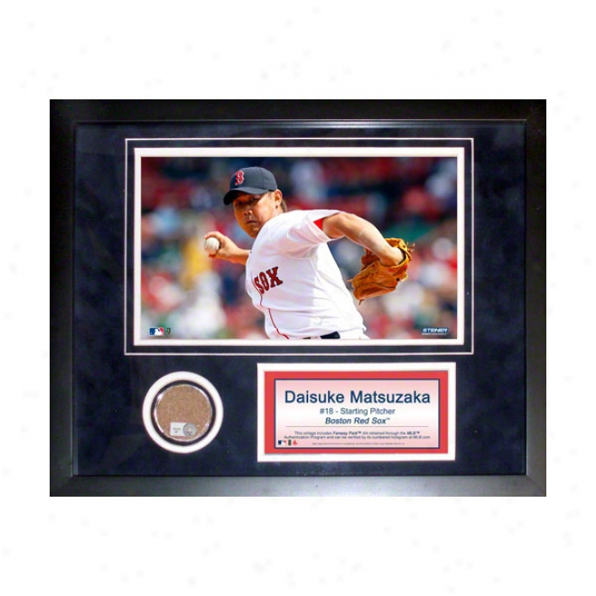 Daisuke Matsuzaka Boston Red Sox 11x14 Framed Collage With Game Used Filth, Photo & Nameplate