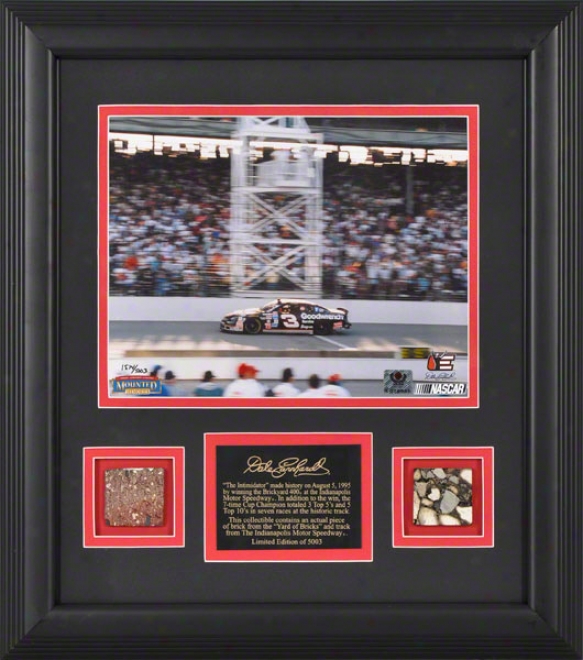 Dale Earnhardt -1995 Brickyard 400- Framed 8x10 Photograph With Brick And Track