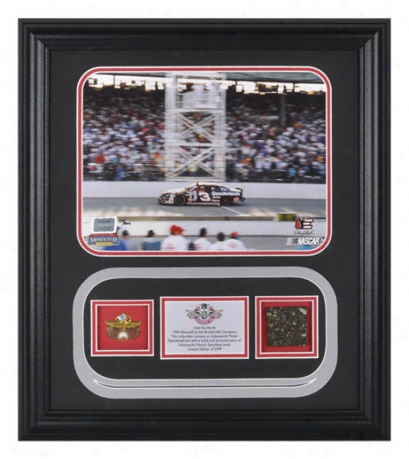 Dale Earnhardt - 1995 Victory - Framed 8x10 Photogralh With Ims Pin And Authentic Indianapolis Motor Speedway Track - Le Of 2009