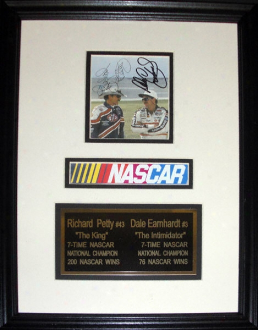 Vale Earnhardt And Richard Petty Framed 4x5 Autographed Photograph