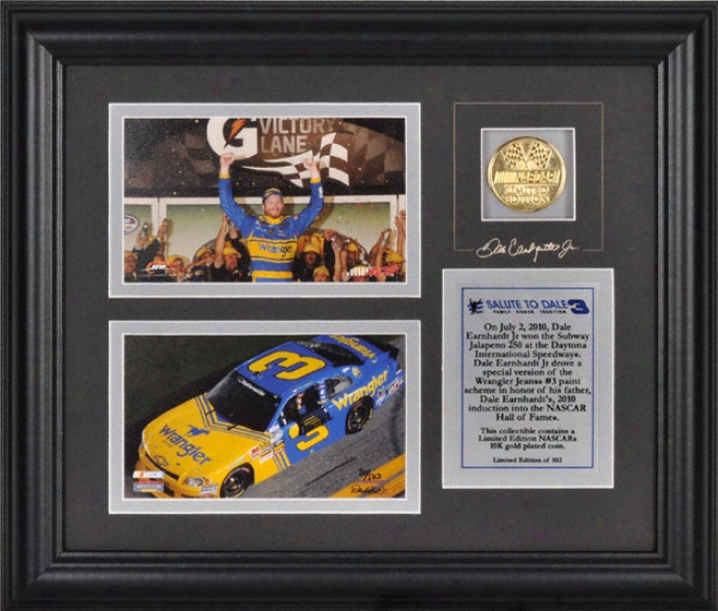 Dale Eatnhardt Jr. 2010 Subway Jalapeno 250 6x8 Photographs With Race Winner 10k Gold Coin And Facsimile Sibnature - Limited Edition Of 503