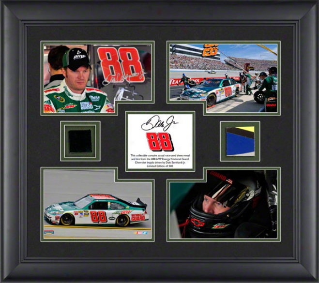 Vale Earnhardt Jr. Framed Photographs  Details: Amp, 4 â€␜ 4x6 Photographs, 2010 Race Used Tire, Sheet Metal, Limited Edition Of 500