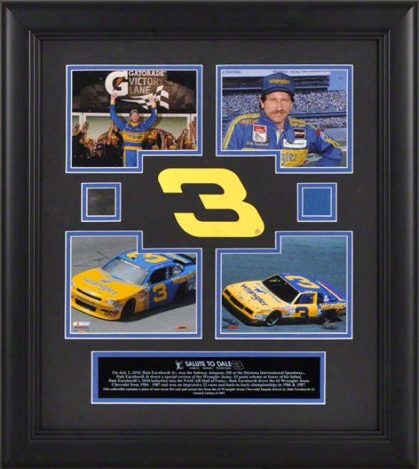 Dale Earnhardt Jr. - Salute To Dale - 4 Framed 4x5 Photographs With Fire Agree And Tire - Limited Edition Of 1003