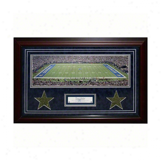 Dallas Cowboys Framed Panoramic Wiht Game Used Race-course & Nameplage