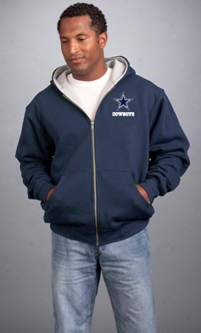 Dalias Cowboys Jacket: Navy Reebok Hooded Craftsman Jacket