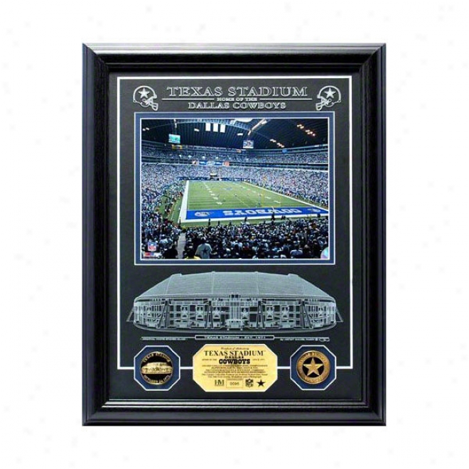 Dallas Cowboys Texas Stadium Etched Glass 24kt Gold Coin Photo Mint