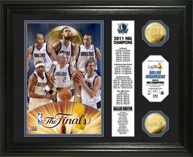 Dallas Mavericks 2011 Nba Champions Banner 24kt Gold Coin Photo Mint