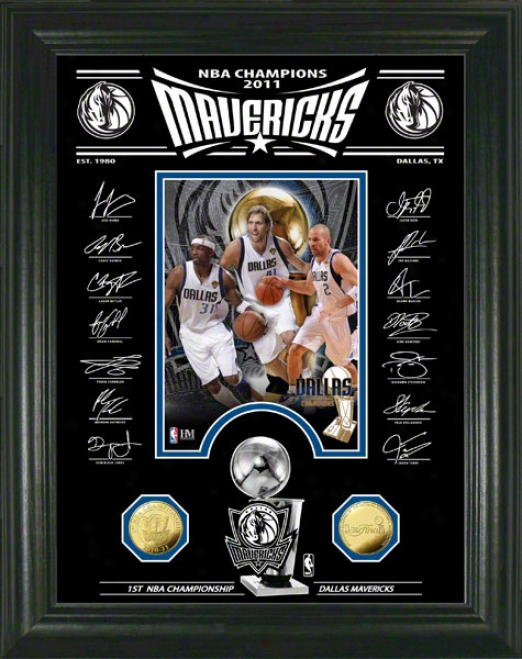 Dallas Mavericks 2011 Nba Champions Signature Etched Glass Photo Mint