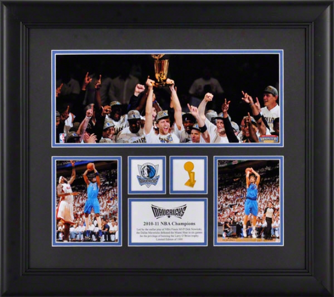 Dallas Mavericks Ftamed 3-photo 2010-2011 Nba Cahmpions Mini Panoramic Collage