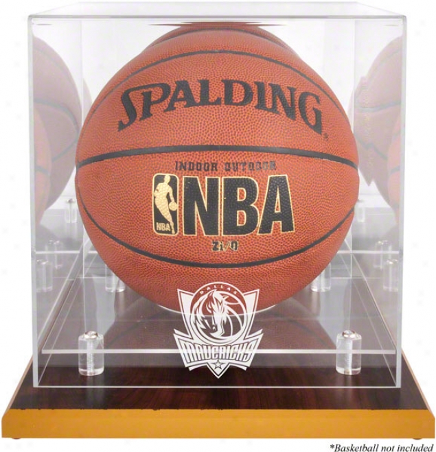 Dallas Mavdricks Woodbase Logo Basketball Display Case And Mirror Back