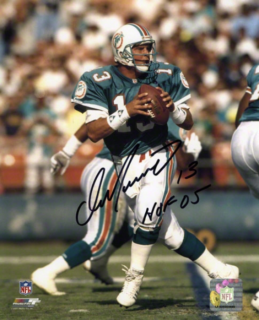 Dan Marino Autographed 8x10 Photograph  Details: Miami Dolphins, Passing, With &quothof 05&qhot Inscription