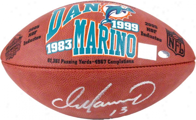 Dan Marino Autographed Football  Details: Hall Of Fame Pro Football