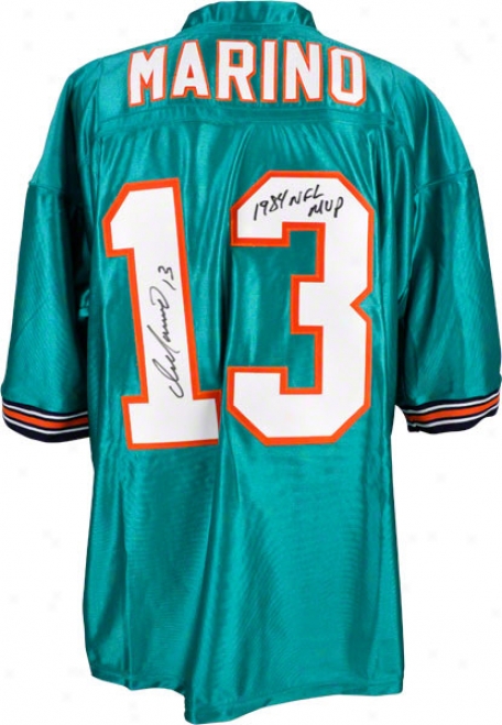 Dan Mrino Autographed Jersey  Particulars: Miami Dolphins, Teal, Custom, With &quot1984 Nfl Mvp&quot Inscription