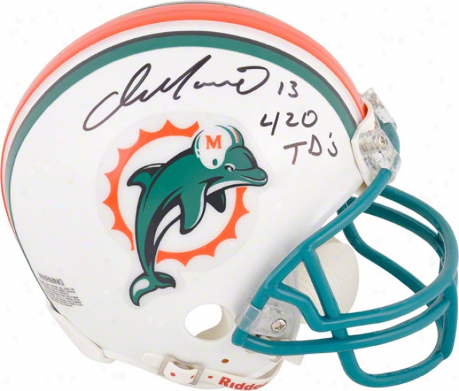 Dan Marino Autographed Mini Helmet  Details: Miami Dolphins, With &quot420 Tds&quot Inscription