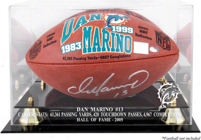 Dan Marino Haall Of Fame 2005 Golden Classic Football Display Case And Mirror Hindmost