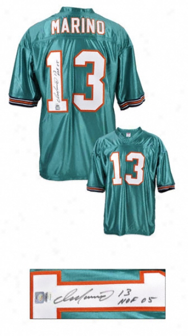 Dan Marino Miaml Dolphins Autographed Custom Jersey With Hall Of Fame 20O5 Inscription