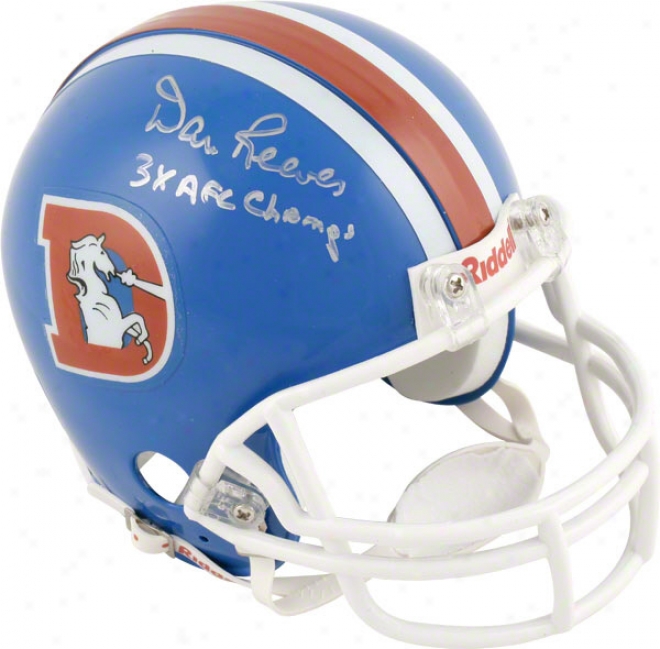 Dan Reeves Denver Broncos Autographed Mini Helmet With 3x Afc Champs Inscriptiln