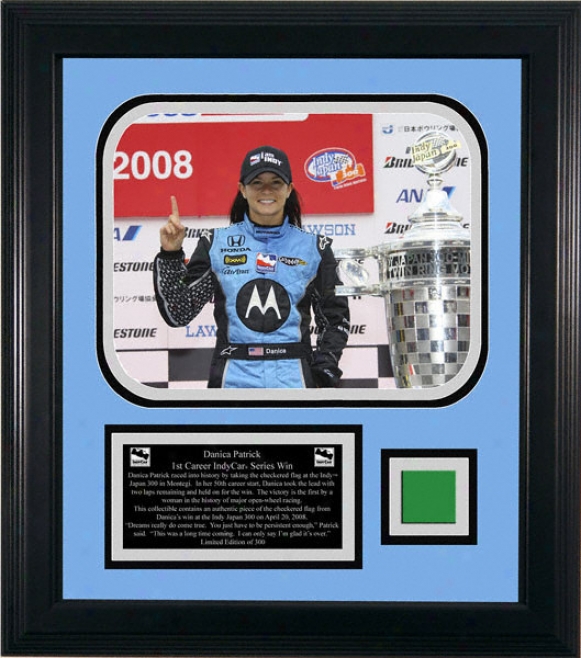 Danica Patrick - 1st Win - Framed 8x10 Ph0tograph With Pece Of Green Flag