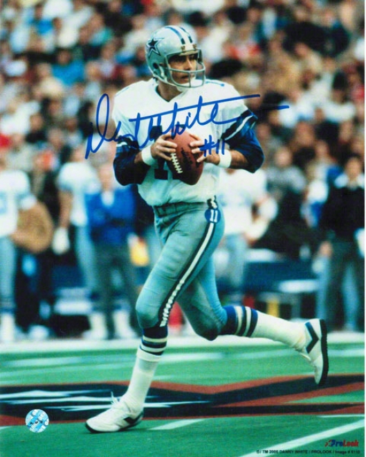 Danny White Dallas Cosboys Autographed 8x10 Photo Looking To Pass